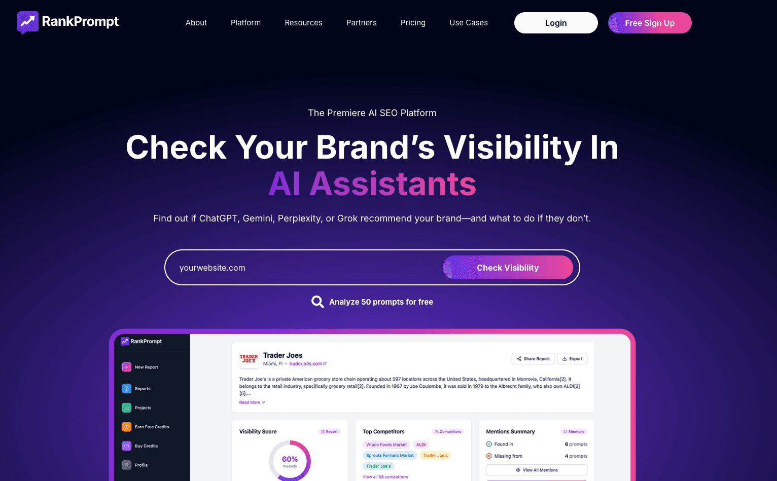 RankPrompt AI Visibility Tracking Platform