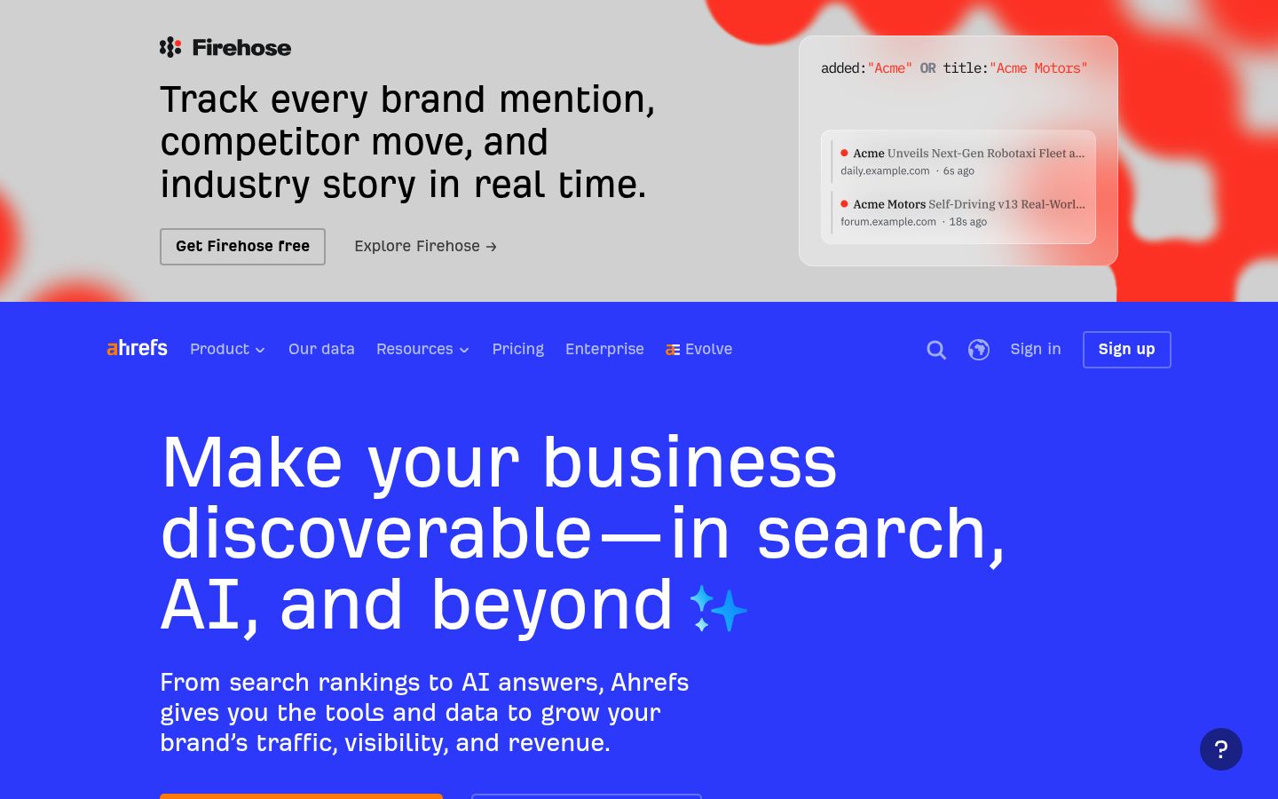 Ahrefs homepage