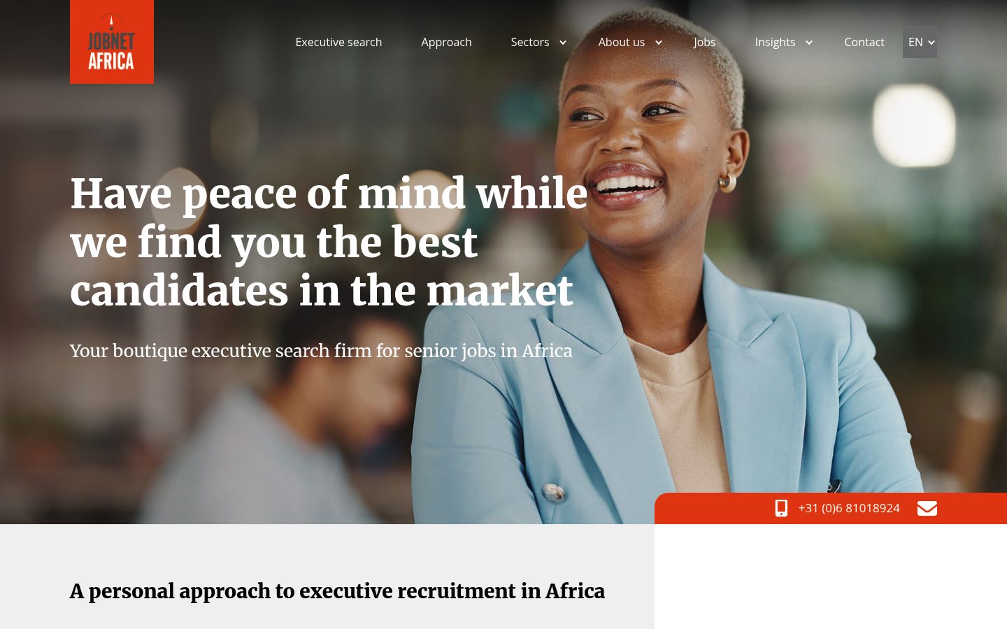 JobnetAfrica homepage