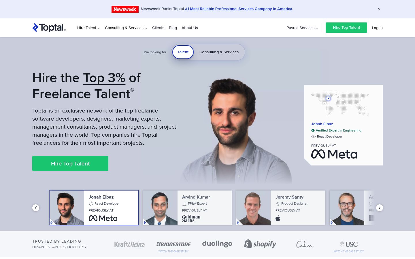 Toptal homepage