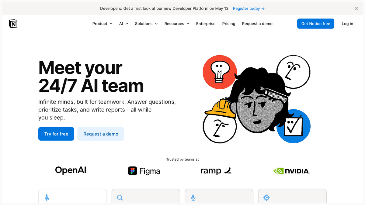 Notion AI homepage
