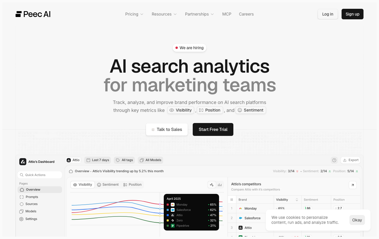 Peec AI homepage