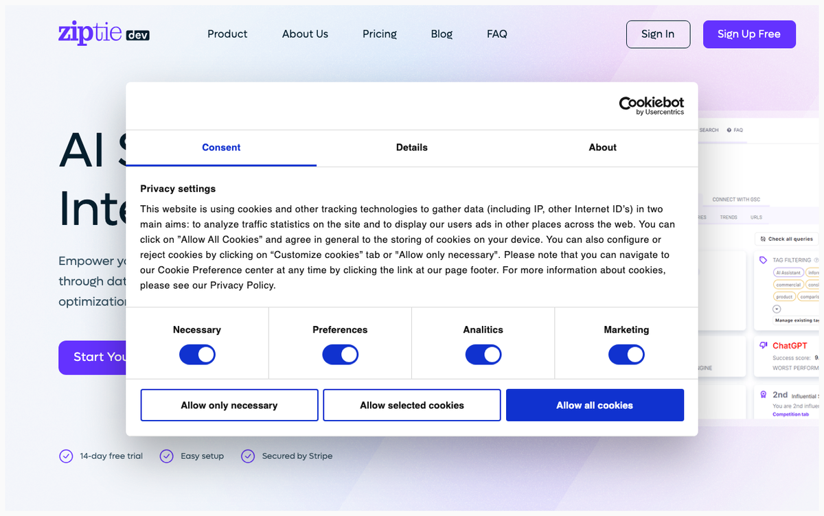 ZipTie homepage