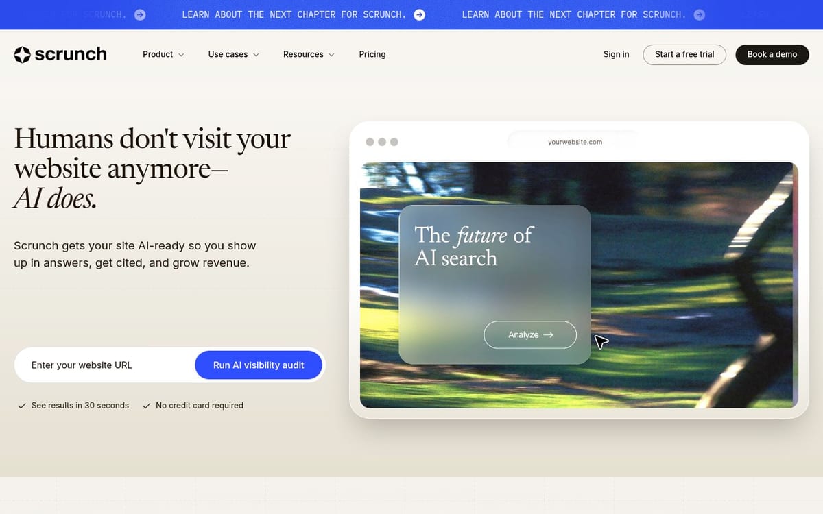 Scrunch AI homepage