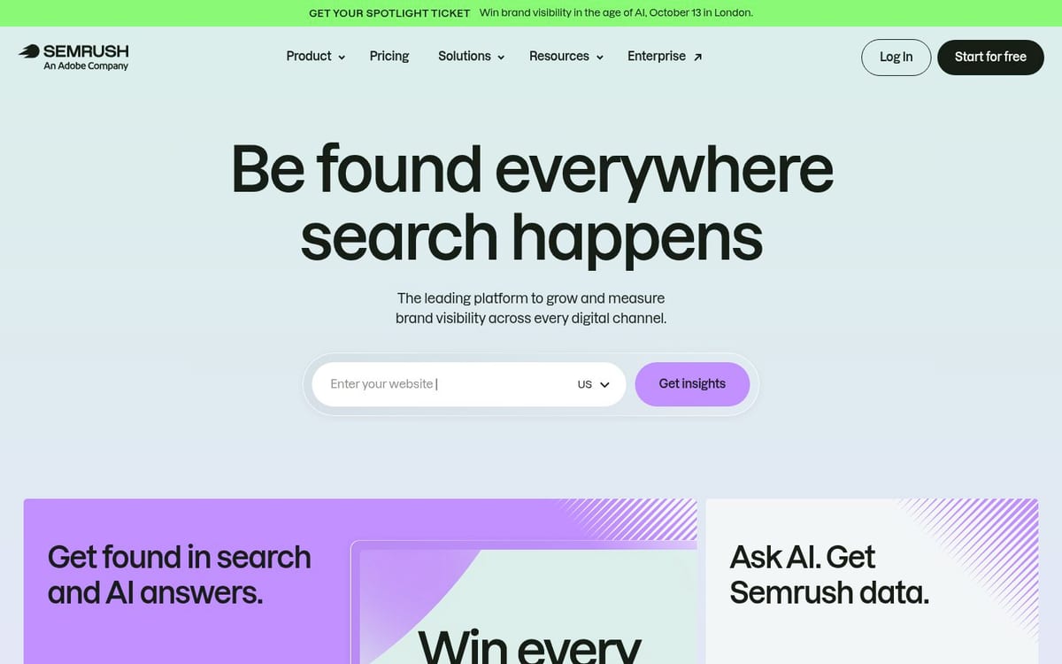 Semrush homepage