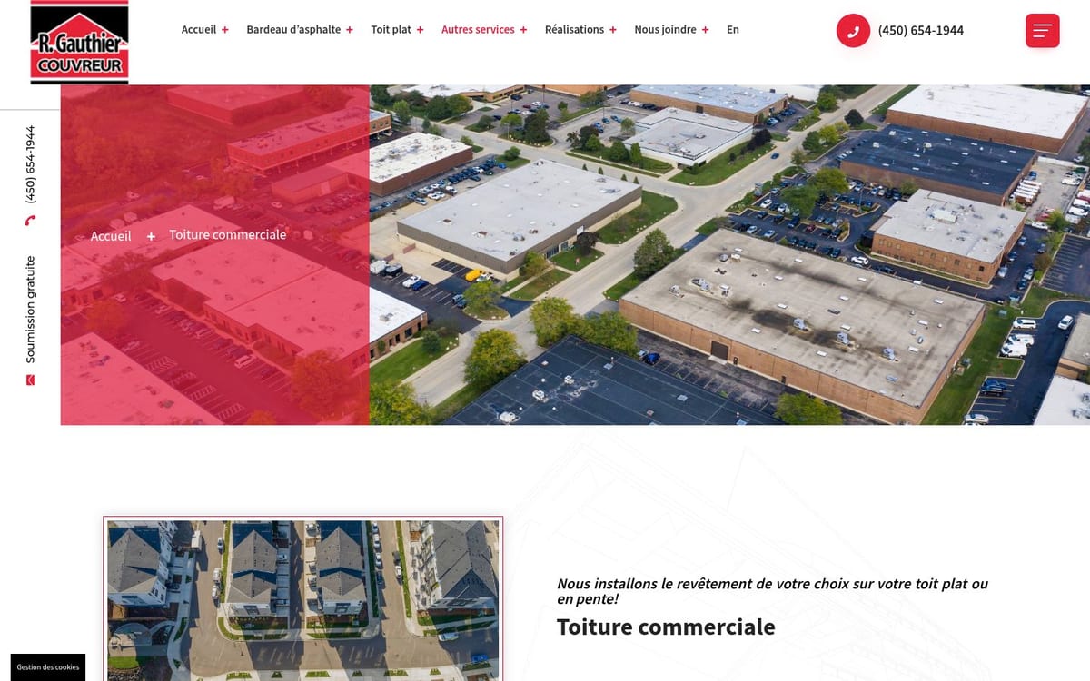 R. Gauthier Couvreur page toiture commerciale