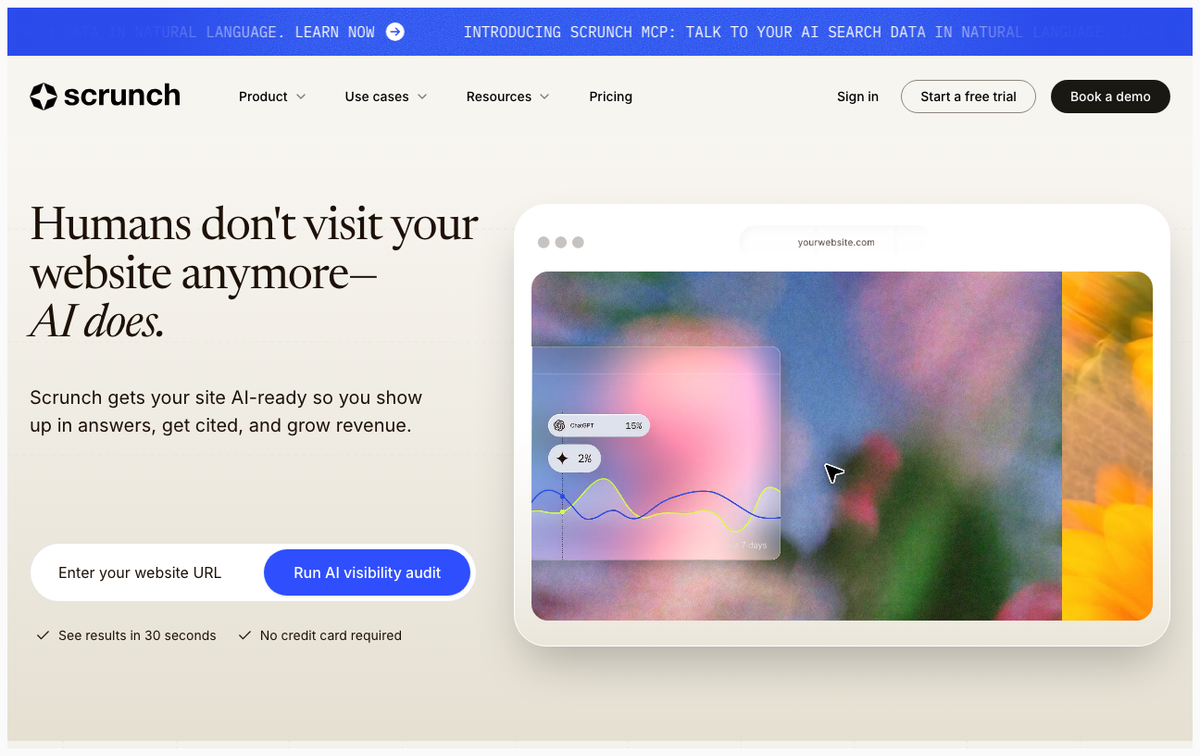Scrunch AI homepage