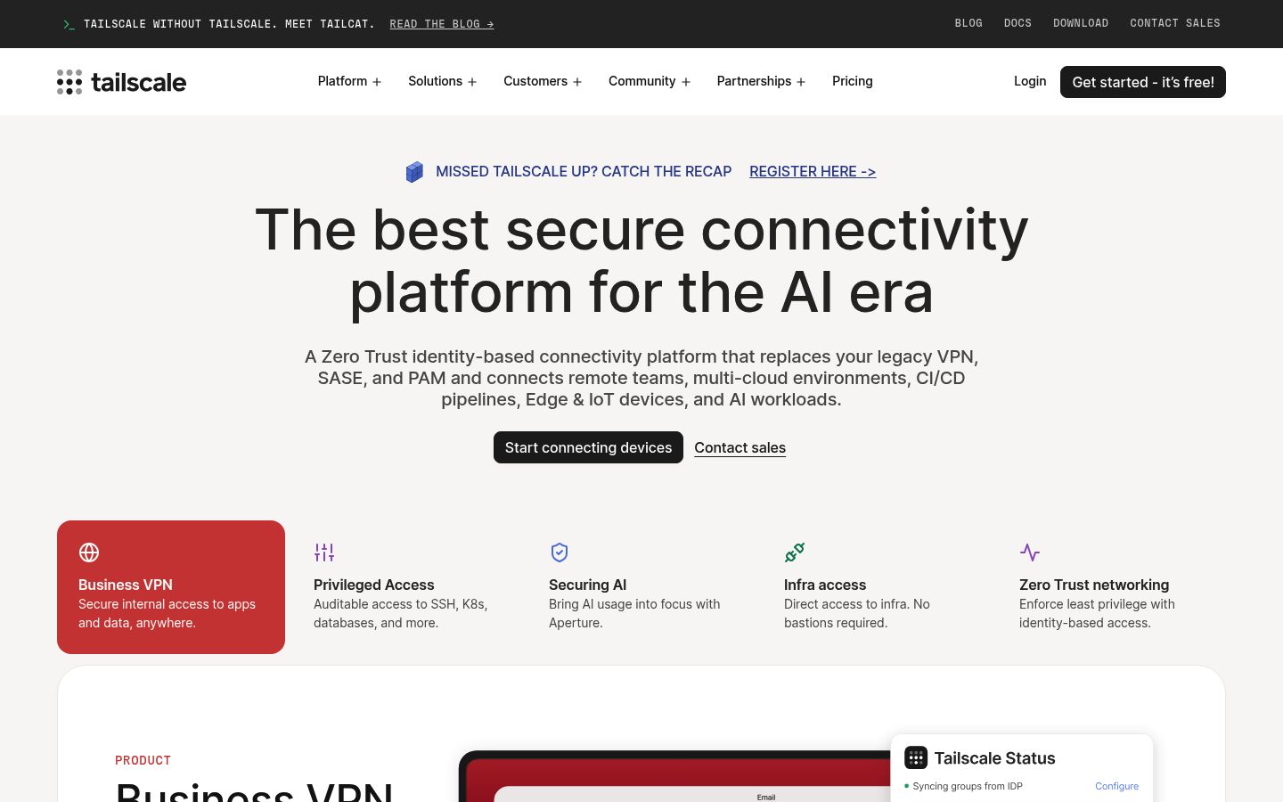Tailscale homepage