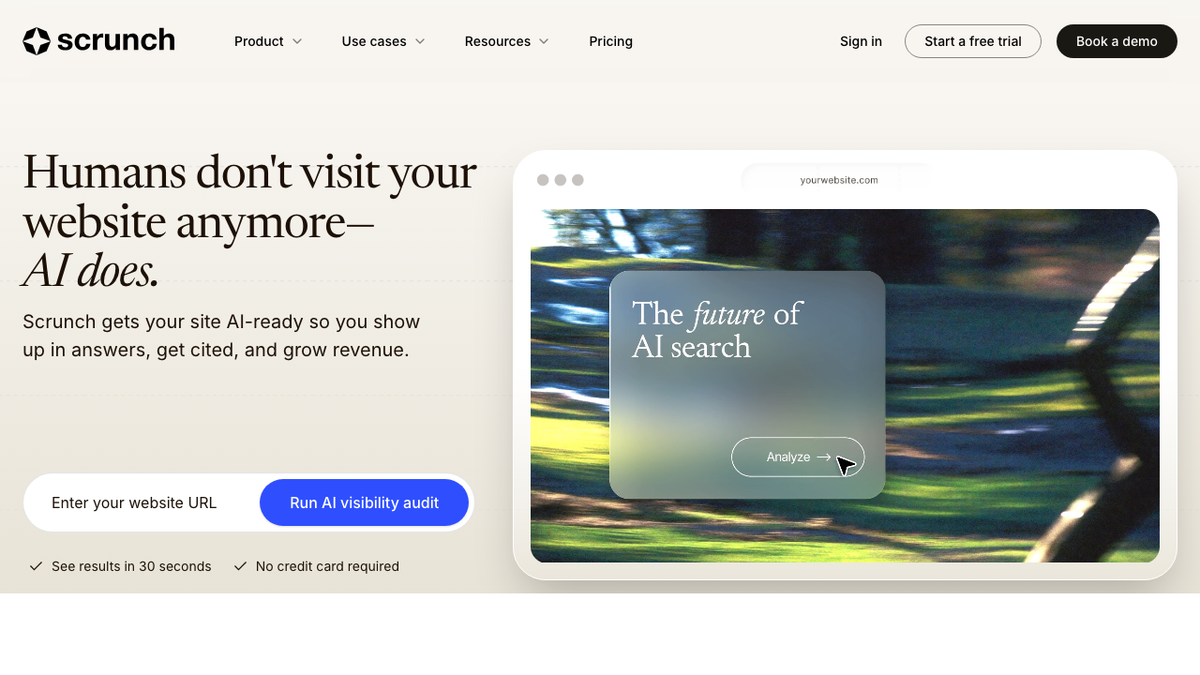 Scrunch AI homepage