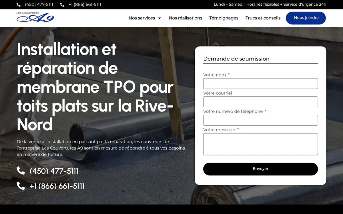 Les Couvertures A9 à Mascouche