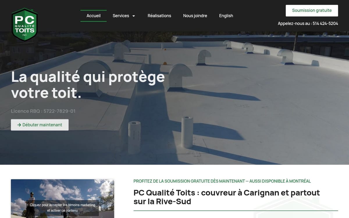 PC Qualité Toits homepage