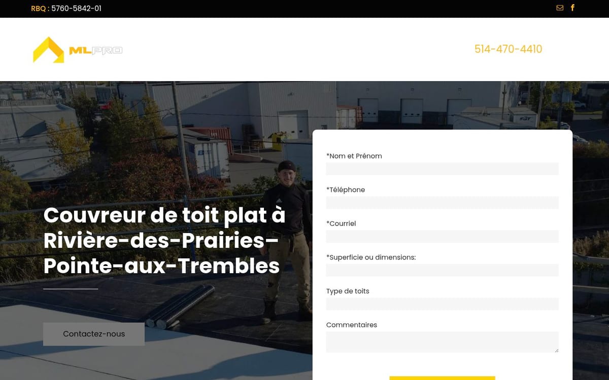 ML Pro Toitures homepage