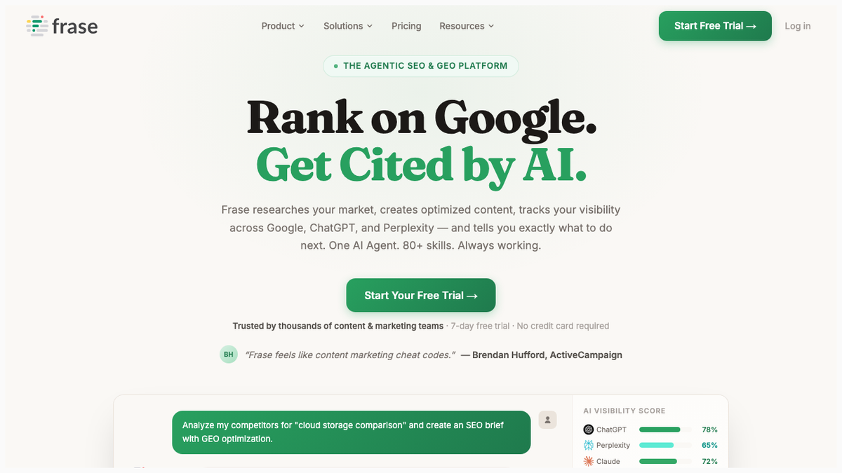 Frase.io homepage