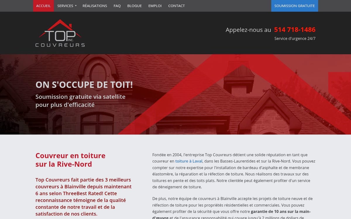Top Couvreurs homepage