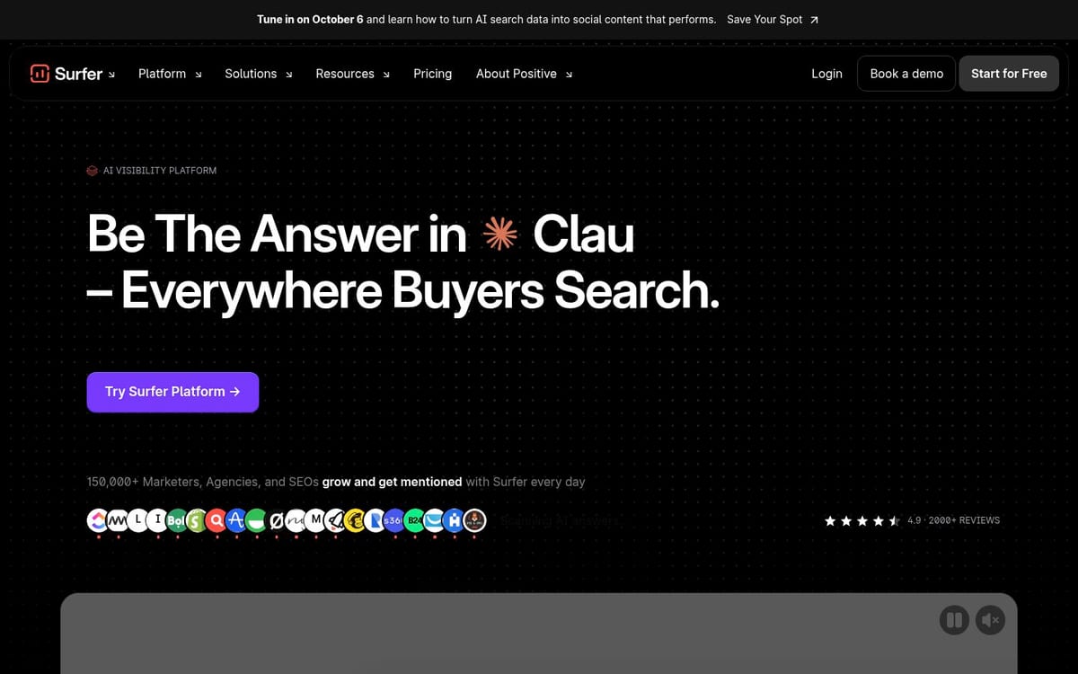 Surfer SEO homepage