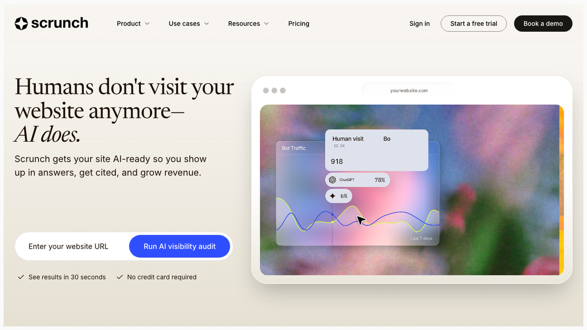Scrunch AI homepage