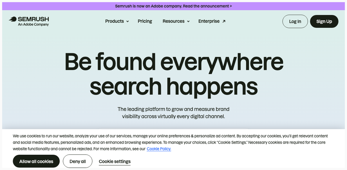 Semrush homepage