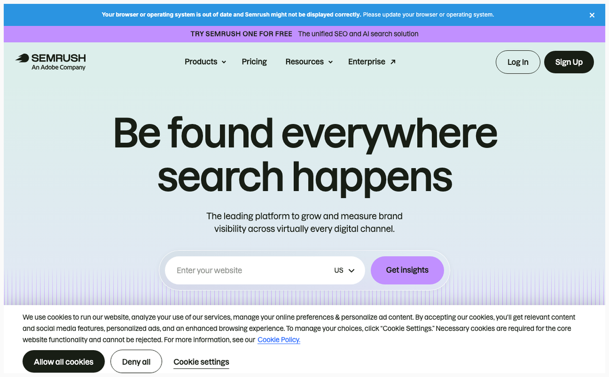 SEMrush homepage