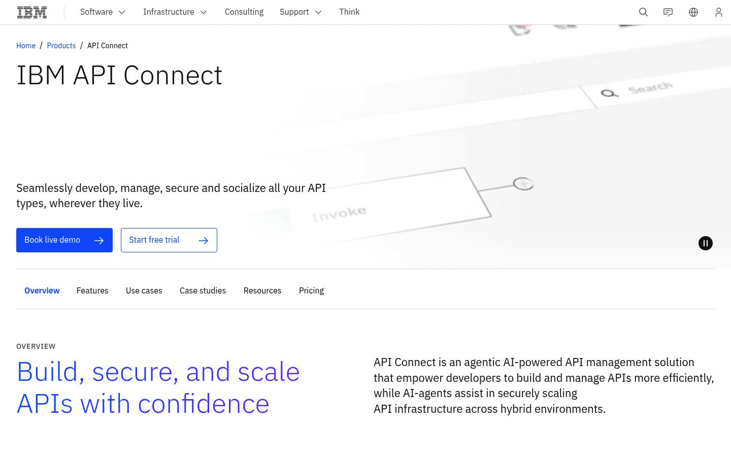 IBM API Connect homepage
