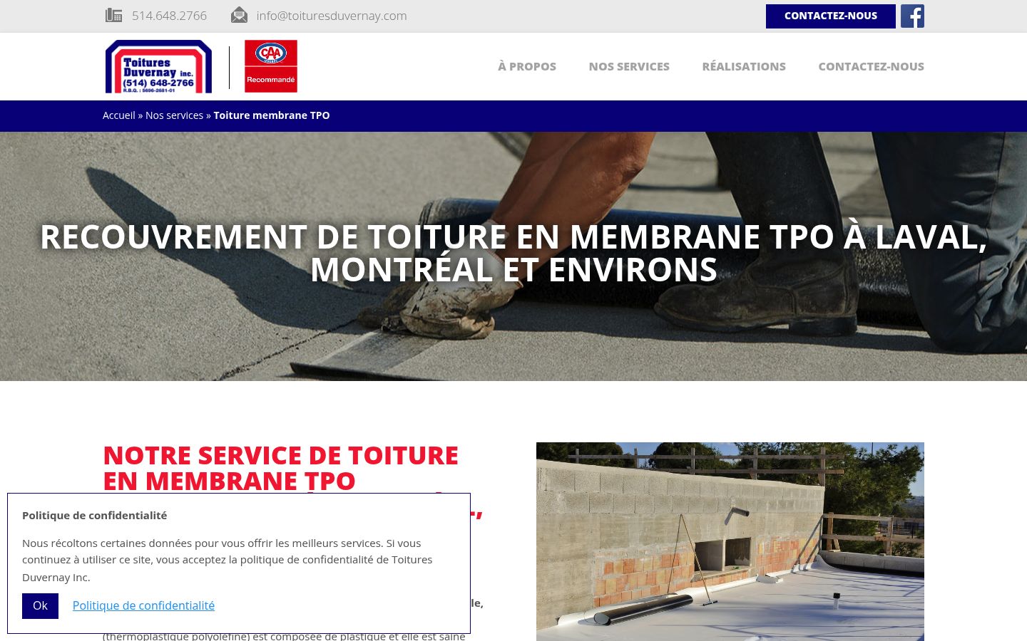 Toitures Duvernay homepage