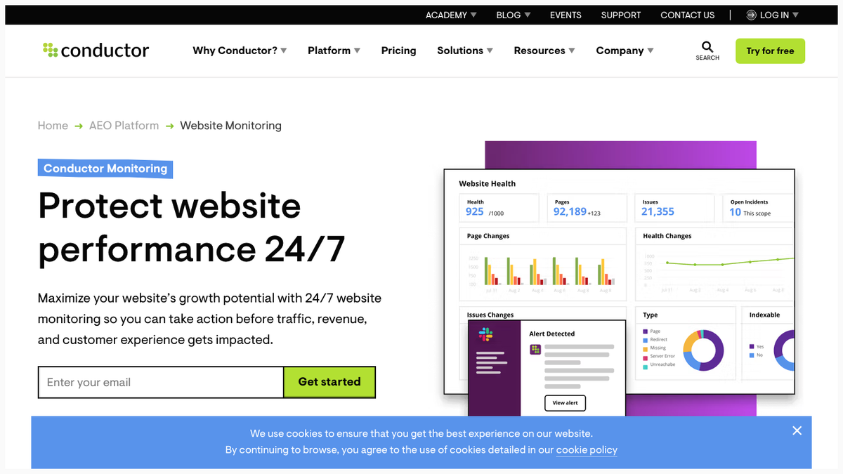 Conductor Website Monitoring (formerly ContentKing) landing page