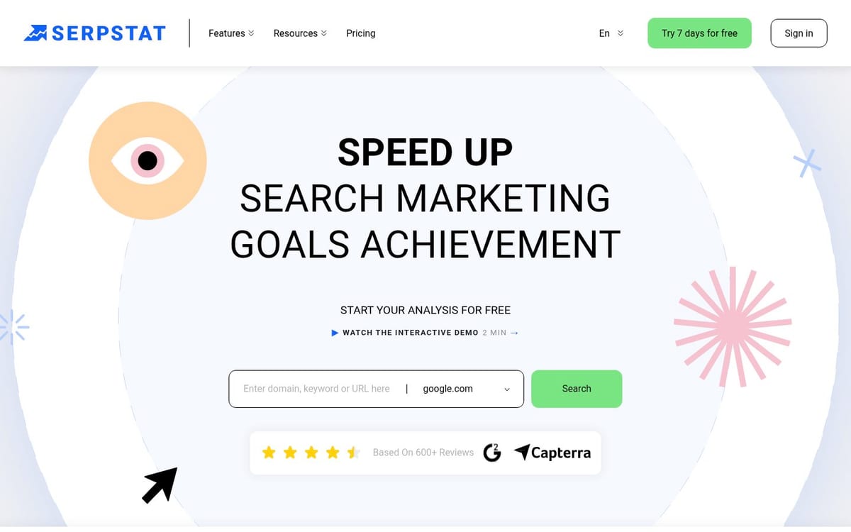 Serpstat homepage