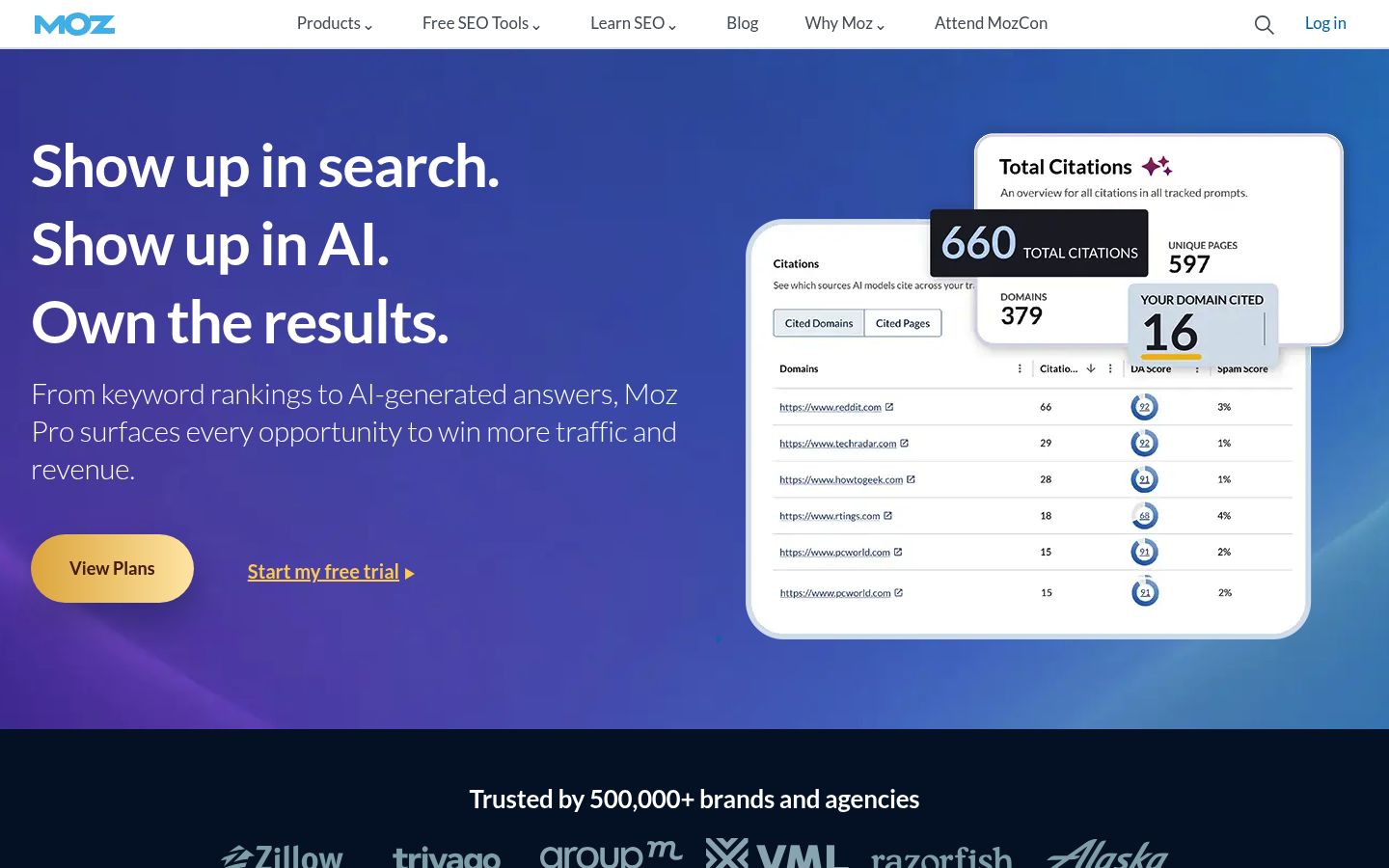 Moz homepage