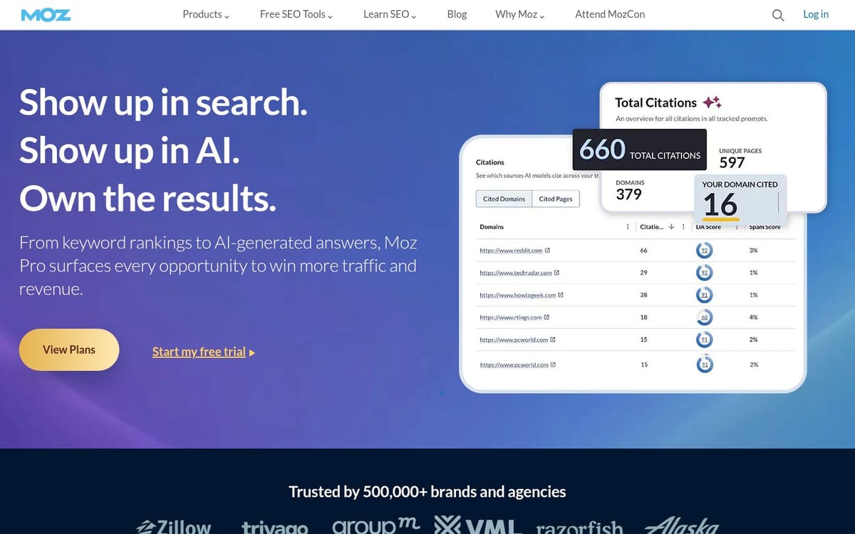 Moz homepage