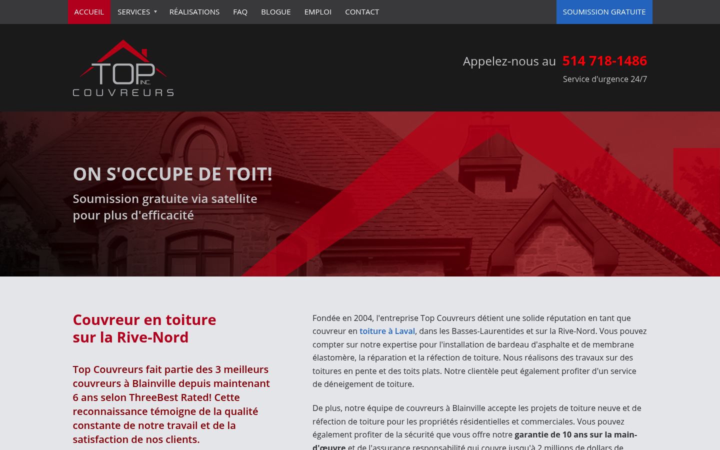 Top Couvreurs homepage