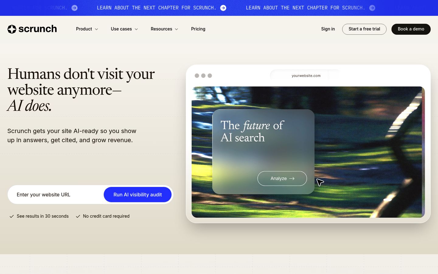 Scrunch AI homepage