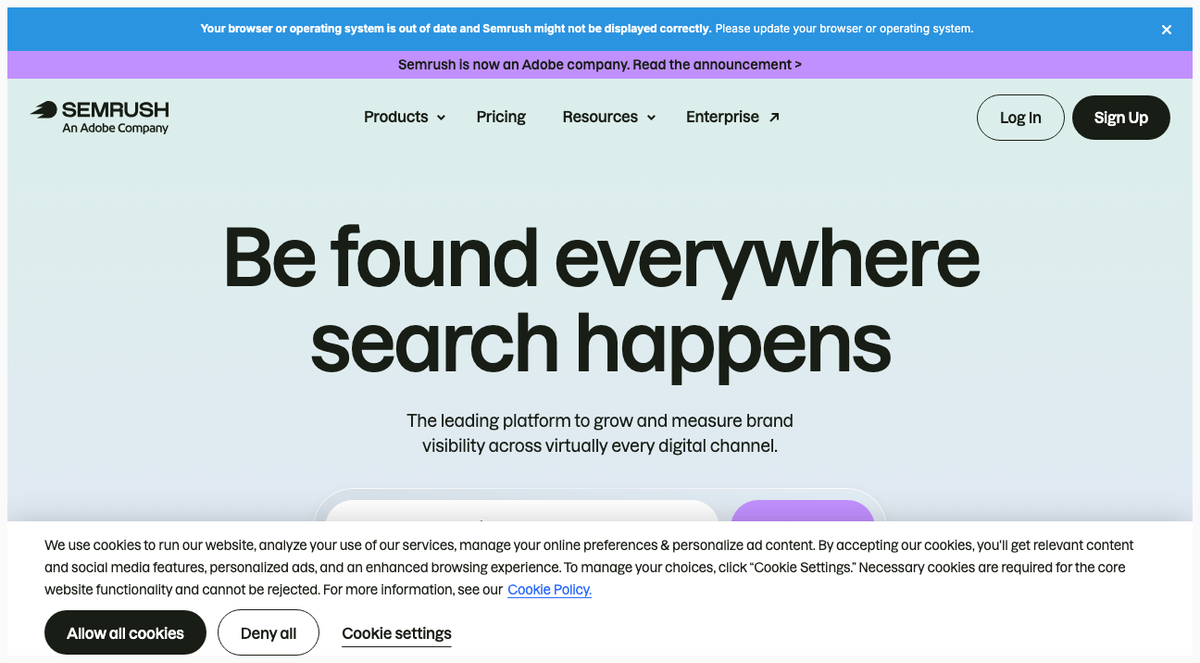 Semrush homepage