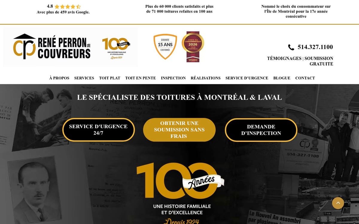 René Perron Couvreurs homepage