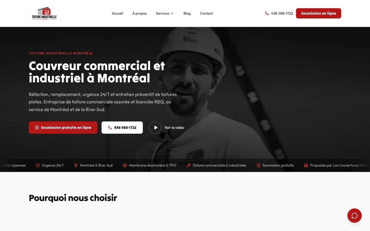 Toiture Industrielle Montréal page commerciale