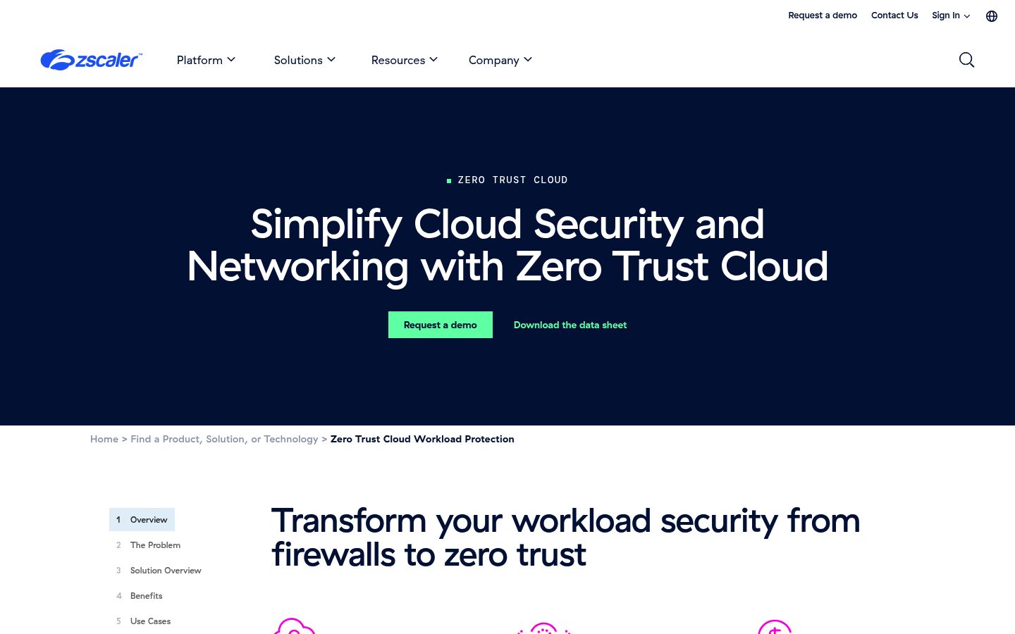Zscaler Zero Trust Cloud homepage