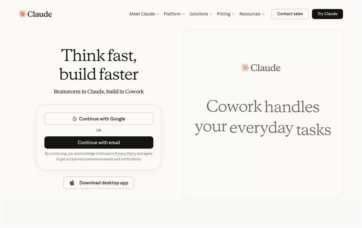 Claude (Anthropic) homepage