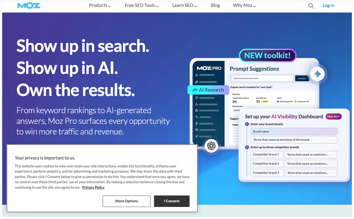 Moz homepage