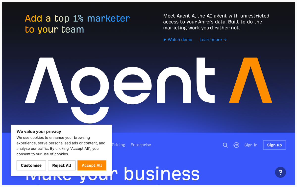 Ahrefs homepage