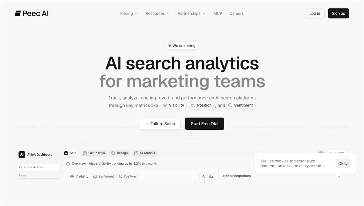 Peec AI homepage